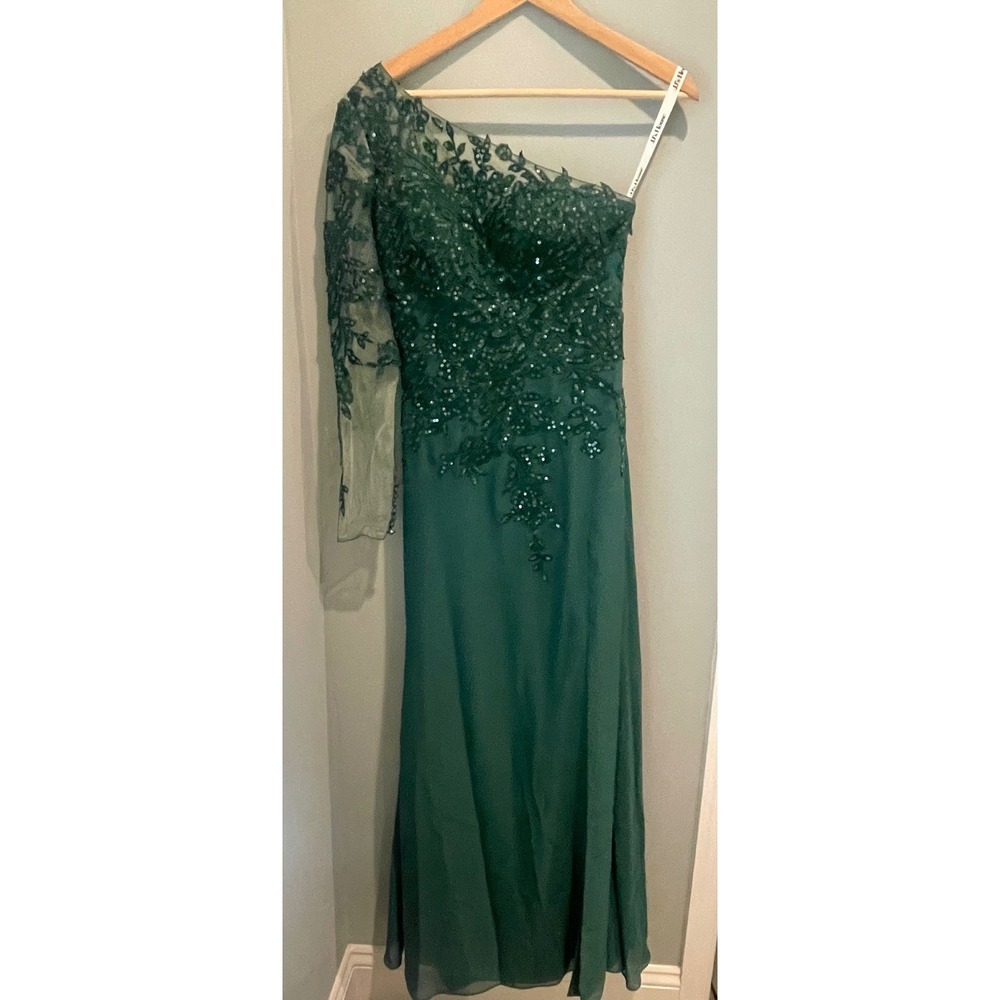 JJ's House Mermaid Illusion Asymme trical Lace Chiffon Dress With Overskirt